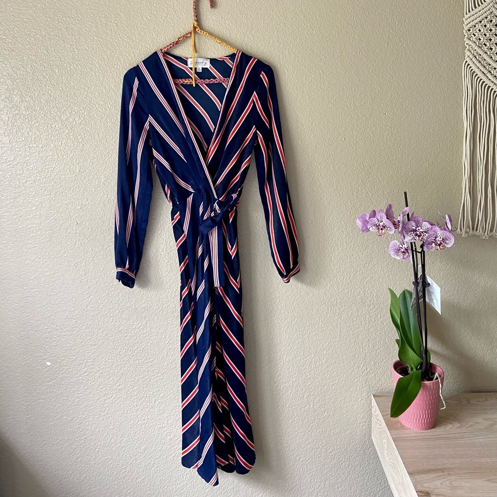 Blue with red and white stripes dress- size small - brand : signify